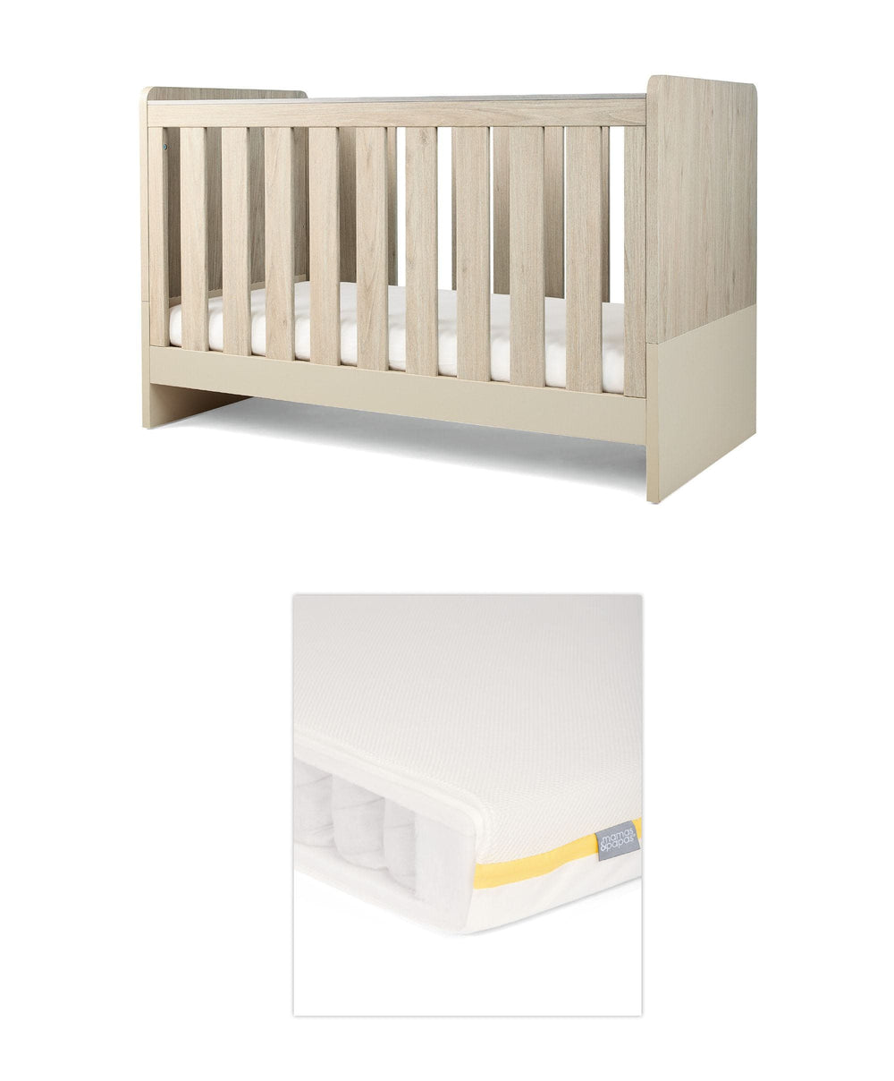 Mamas &amp; Papas Cotbed Bundles Litton Cotbed with Signature Airflow Pocket Spring Cotbed Mattress - Washed Oak