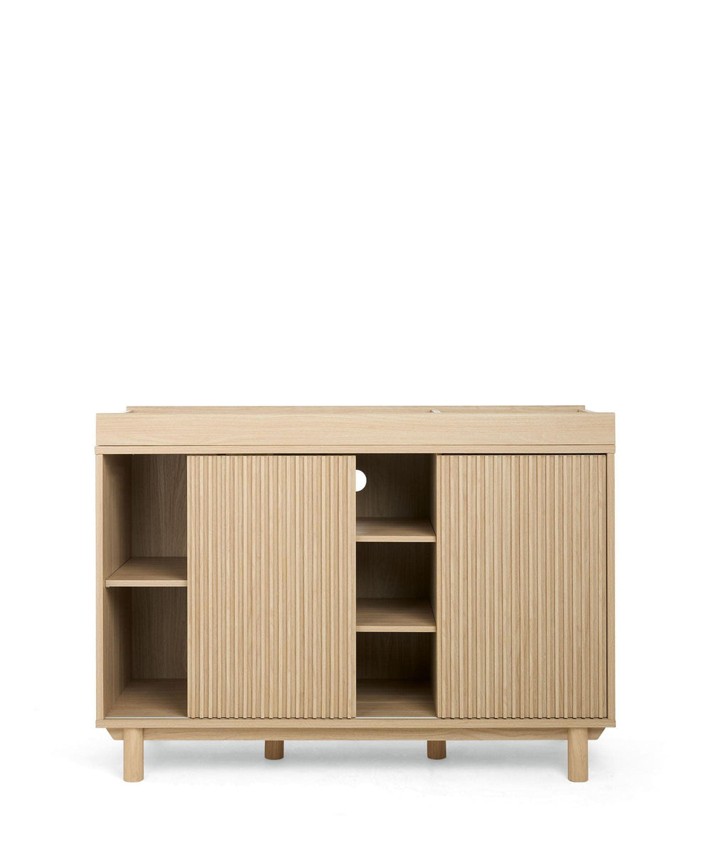 Mamas &amp; Papas Cotbed Bundles Oska Nursery Bundle With Wide Dresser Changer &amp; Lua Bedside Crib (6 Pieces) - Natural Oak