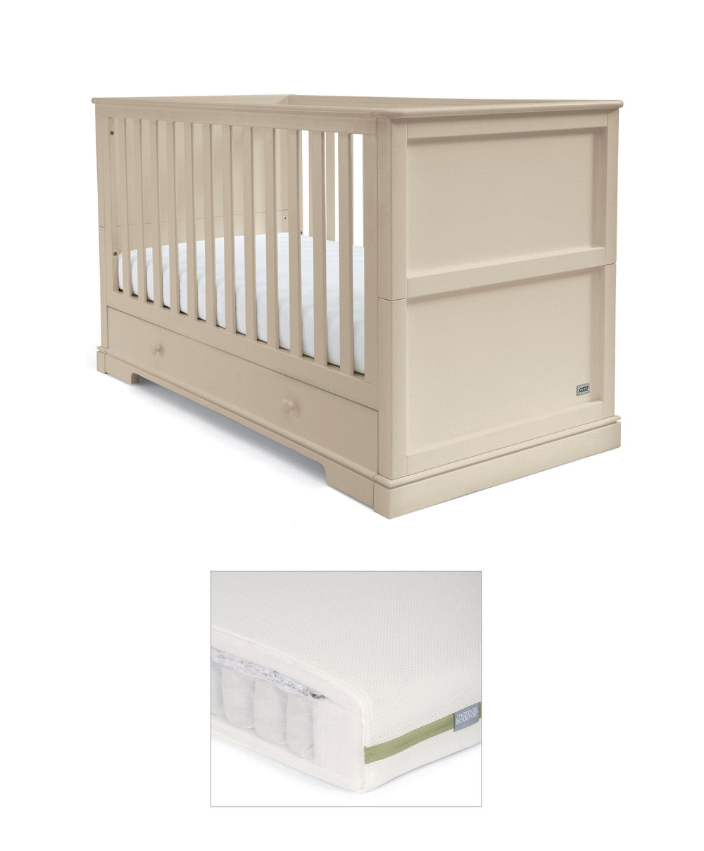 Mamas &amp; Papas Cotbed Bundles Oxford Cotbed &amp; Premium Pocket Spring Cotbed Mattress - Cashmere