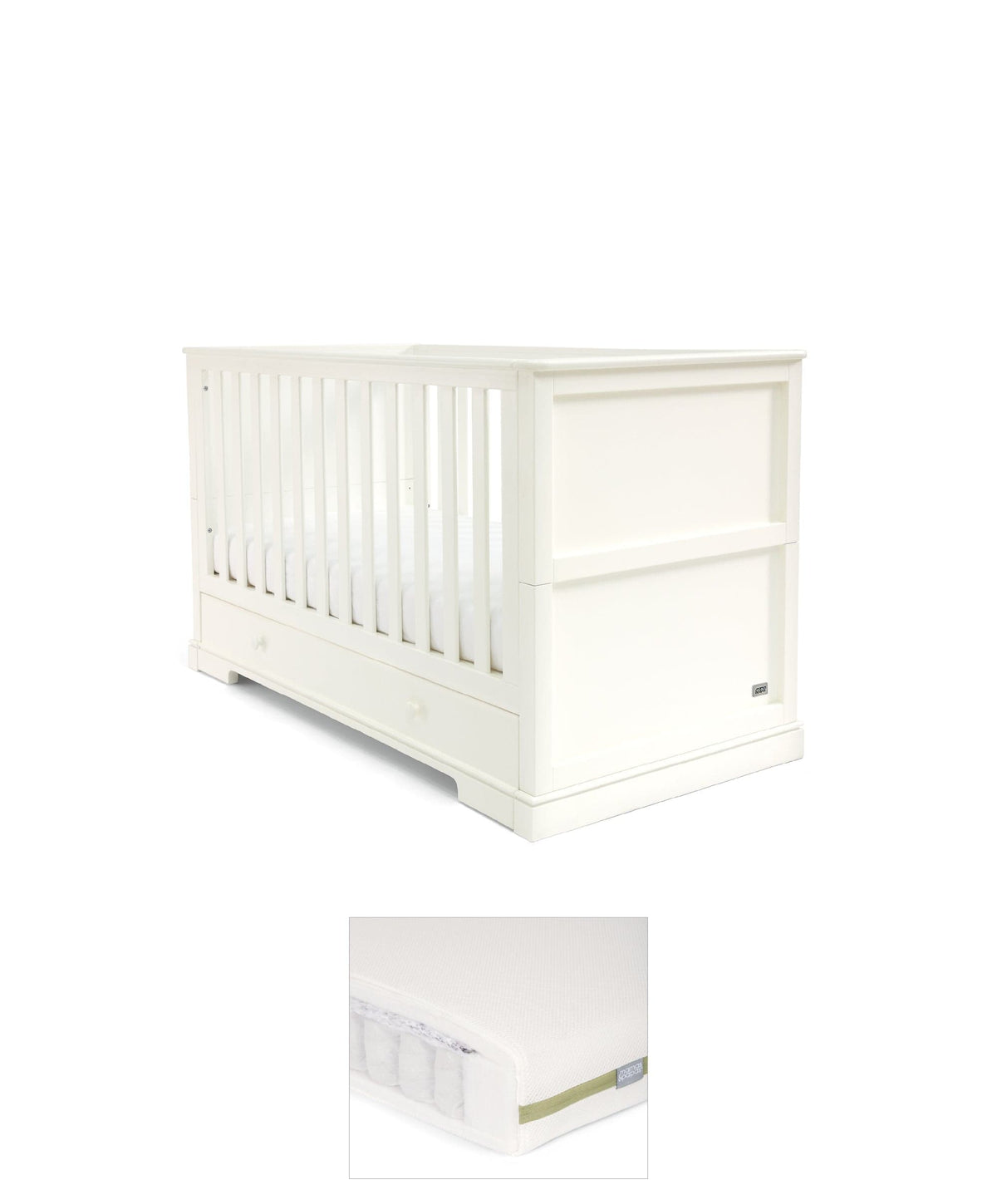 Mamas & Papas Cotbed Bundles Oxford Cotbed & Premium Pocket Spring Mattress Bundle - White