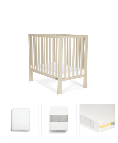 Mamas & Papas Cotbed Bundles Petite Cot Bundle with Essential Airflow Fibre Mattress (4 Pieces) - Cashmere