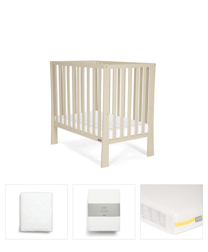 Mamas & Papas Cotbed Bundles Petite Cot Bundle with Essential Pocket Spring Mattress (4 Pieces) - Cashmere