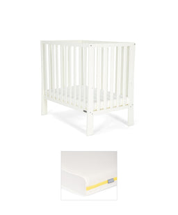 Mamas & Papas Cotbed Bundles Petite Cot Bunlde with Essential Airflow Fibre Mattress - Pure White