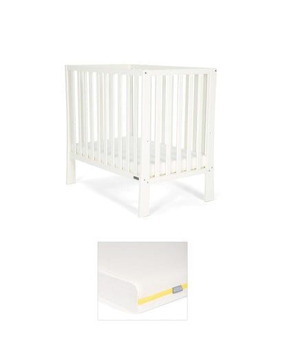 Mamas & Papas Cotbed Bundles Petite Cot Bunlde with Essential Airflow Fibre Mattress - Pure White