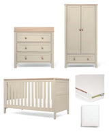 Mamas & Papas Cotbed Bundles Wedmore 3 Piece Cotbed Range With Premium Dual Core Mattress  - Cashmere/Oak