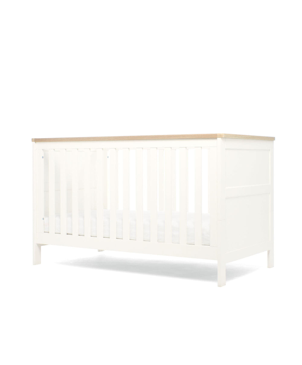 Mamas &amp; Papas Cotbed Bundles Wedmore 3 Piece Cotbed Range with Premium Dual Core Mattress - White/Oak