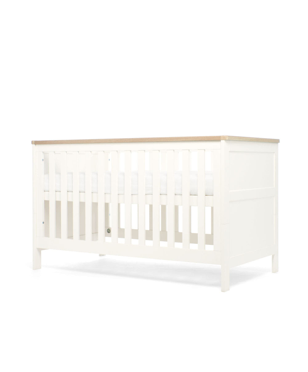 Mamas &amp; Papas Cotbed Bundles Wedmore 3 Piece Cotbed Range with Premium Dual Core Mattress - White/Oak