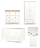 Mamas & Papas Cotbed Bundles Wedmore 3 Piece Cotbed Range with Premium Dual Core Mattress - White/Oak