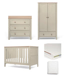 Mamas & Papas Cotbed Bundles Wedmore 3 Piece Small Cotbed Range With Premium Dual Core Mattress  - Cashmere/Oak