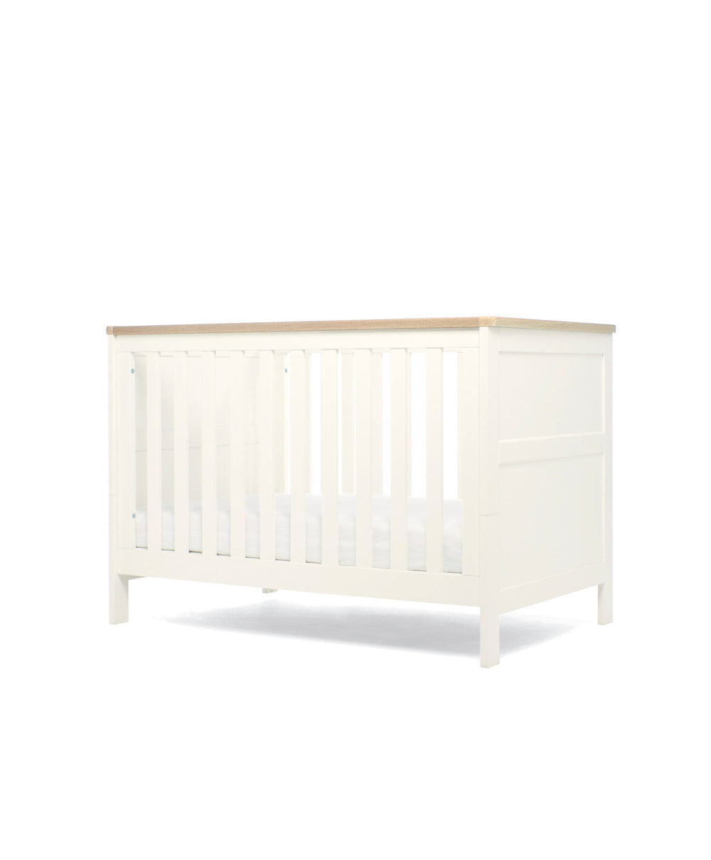 Mamas &amp; Papas Cotbed Bundles Wedmore 3 Piece Small Cotbed Range with Premium Dual Core Mattress - White/Oak