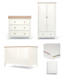 Mamas & Papas Cotbed Bundles Wedmore 3 Piece Small Cotbed Range with Premium Dual Core Mattress - White/Oak