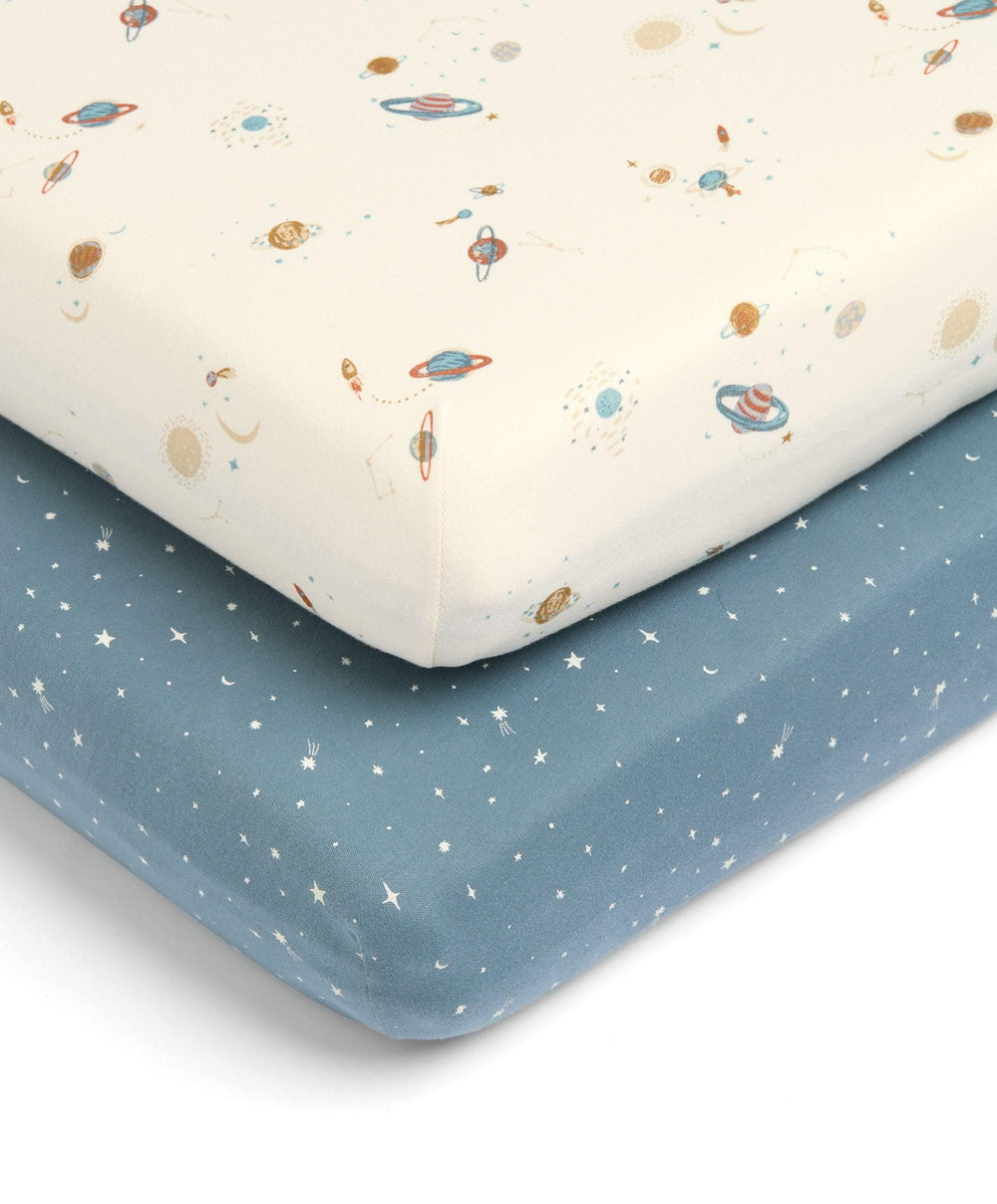 Mamas &amp; Papas Cotbed Fitted Sheets (2 Pack) - planet/blue star