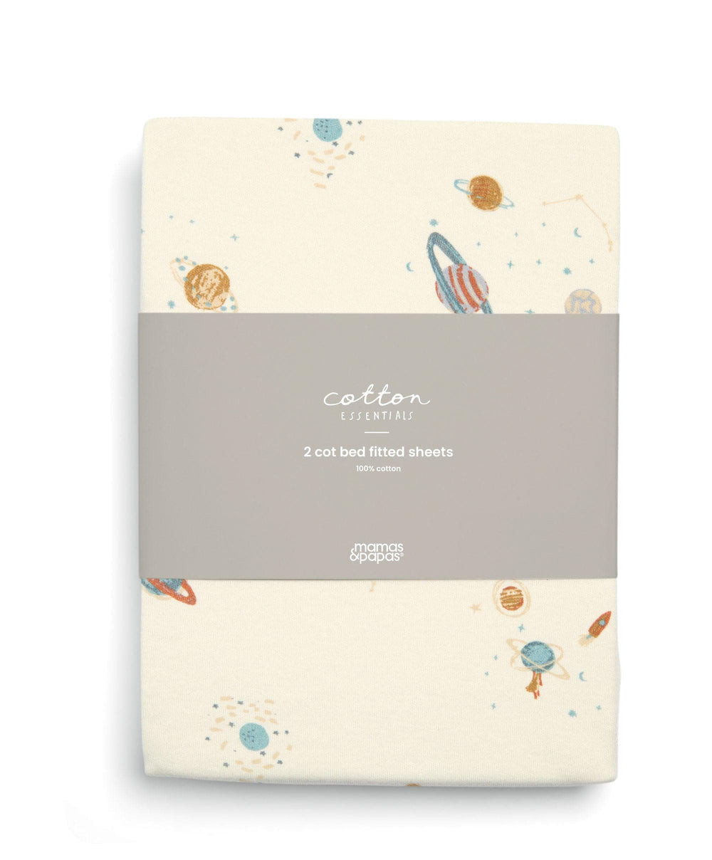 Mamas &amp; Papas Cotbed Fitted Sheets (2 Pack) - planet/blue star