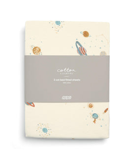 Mamas & Papas Cotbed Fitted Sheets (2 Pack) - planet/blue star