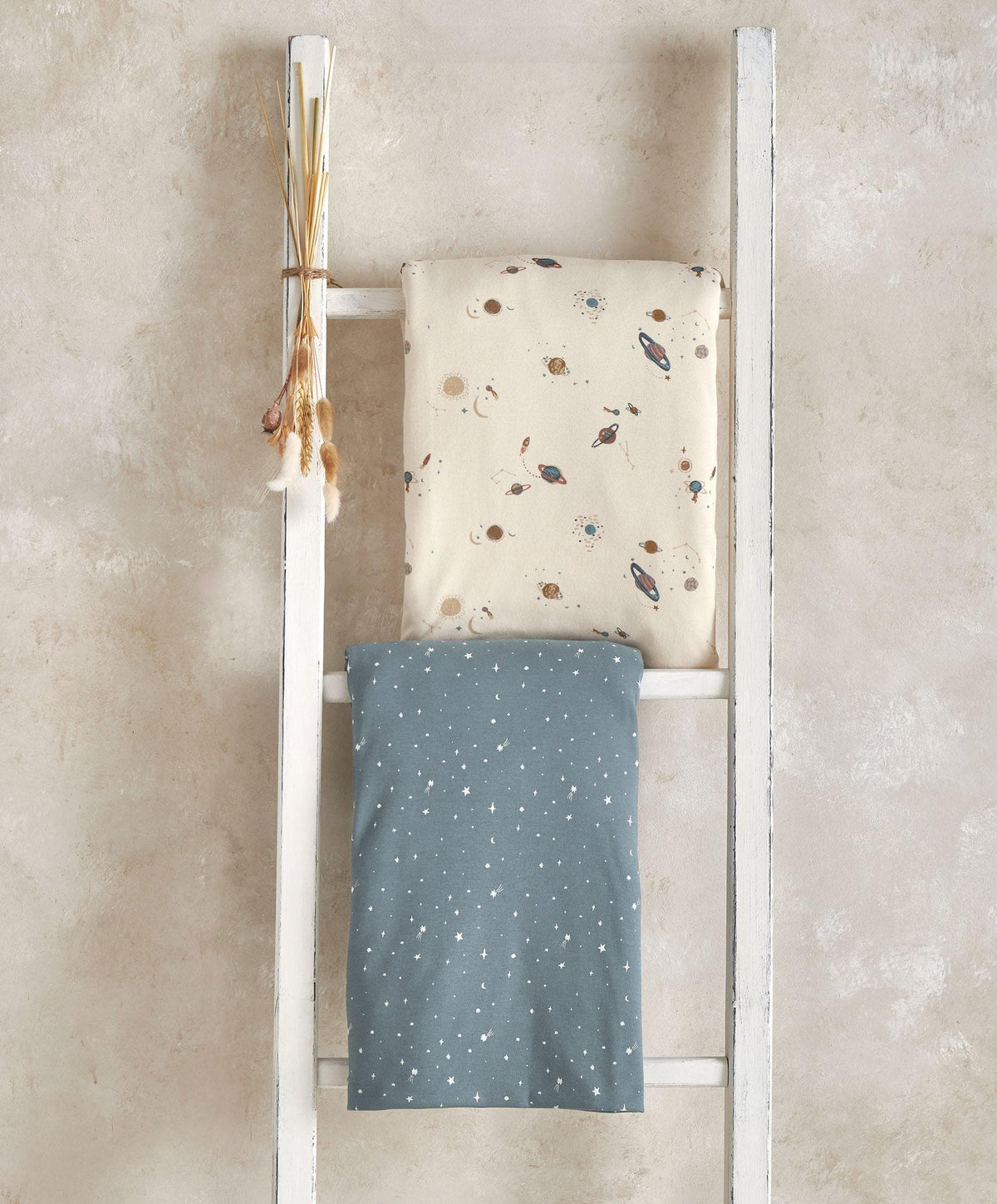 Mamas & Papas Cotbed Fitted Sheets (2 Pack) - planet/blue star
