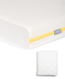 Mamas & Papas Cotbed Mattresses Essential Airflow Fibre Cotbed Mattress & Anti-Allergy Quilted Mattress Protector Bundle