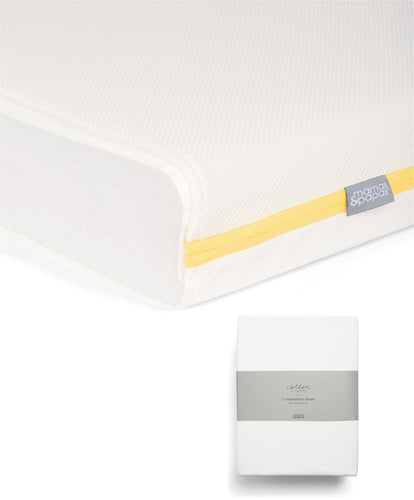Mamas & Papas Cotbed Mattresses Essential Airflow Fibre Cotbed Mattress & Fitted Sheets (2 Pack) - White