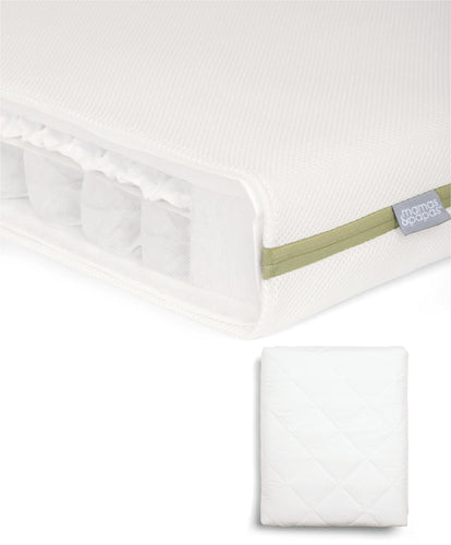 Mamas & Papas Cotbed Mattresses Premium Micro Motion Cotbed Mattress & Anti-Allergy Quilted Mattress Protector Bundle