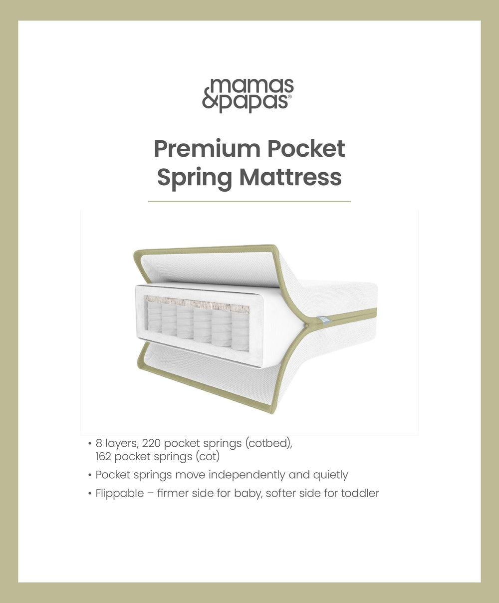 Mamas &amp; Papas Cotbed Mattresses Premium Pocket Spring Cotbed Mattress