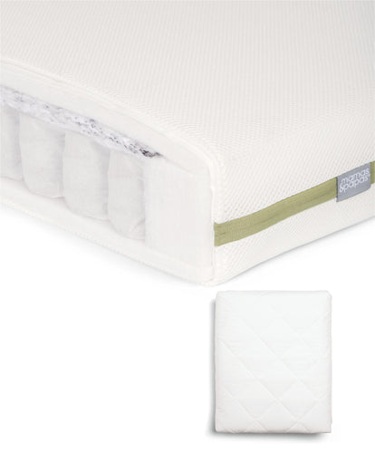 Mamas & Papas Cotbed Mattresses Premium Pocket Spring Cotbed Mattress & Anti-Allergy Quilted Mattress Protector Bundle