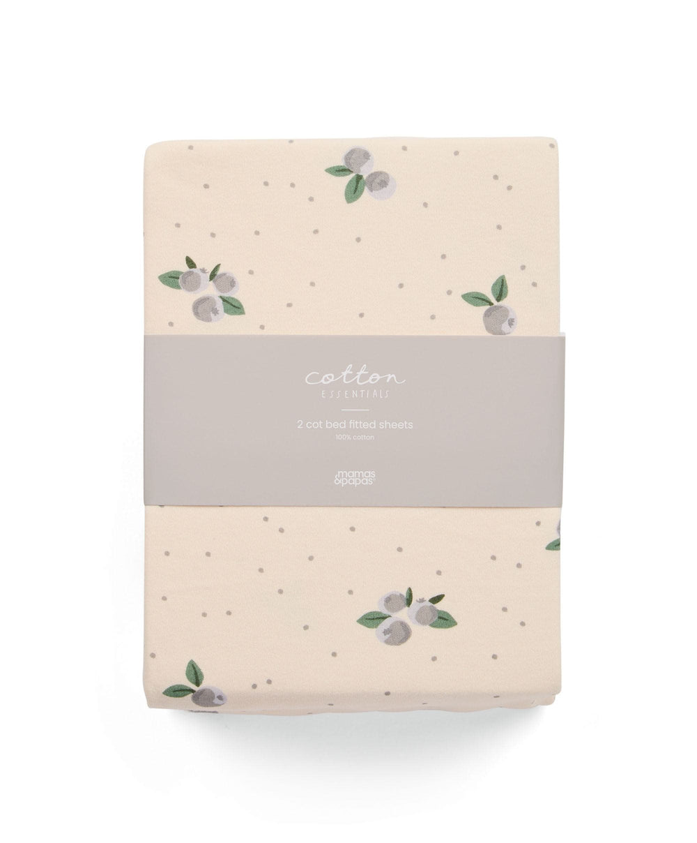 Mamas &amp; Papas Cotbed Sheets 2 Cot/Bed Fitted Sheets - Blueberry