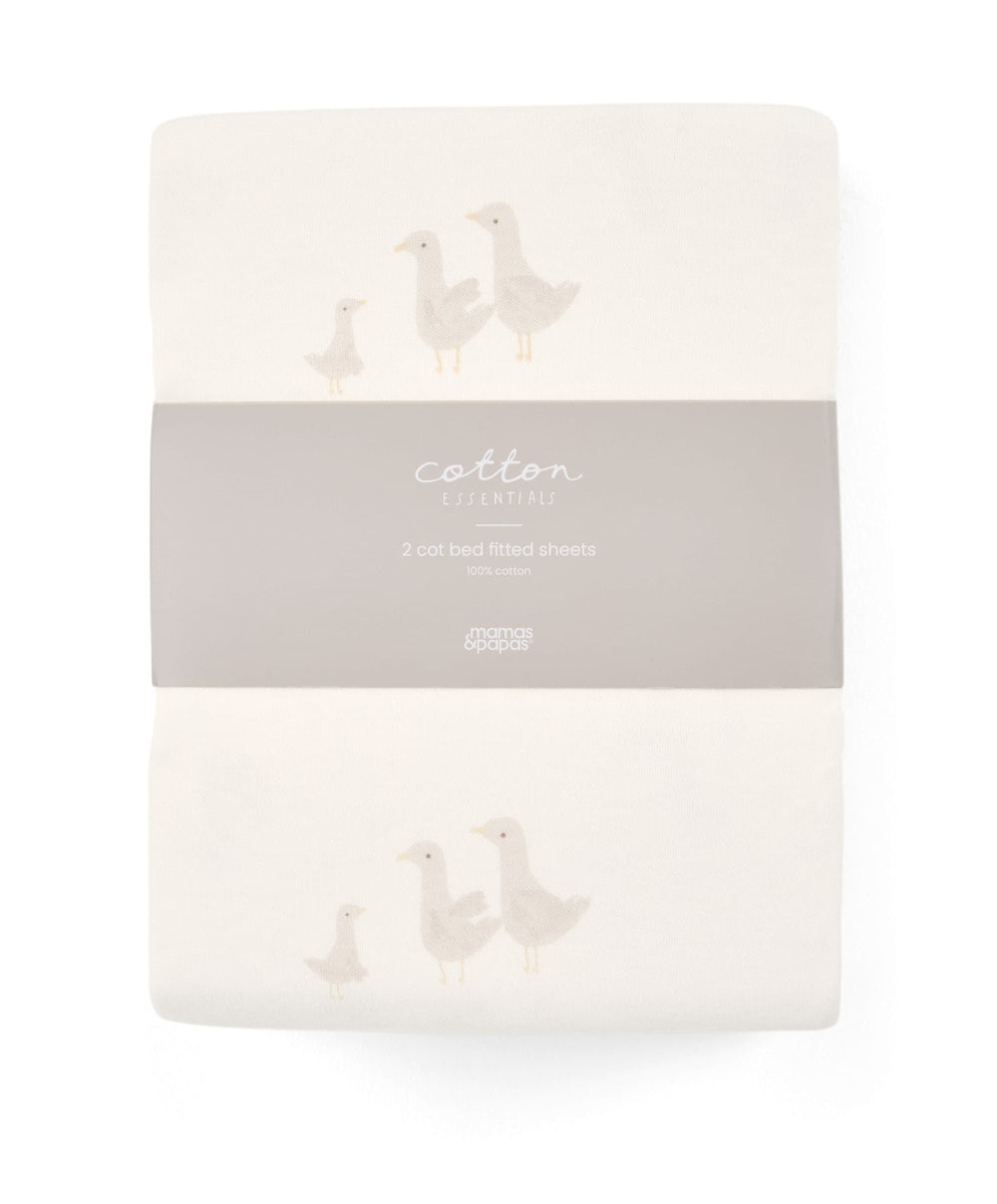 Mamas &amp; Papas Cotbed Sheets Cotbed Fitted Sheets (Pack of 2) - Waddle Duck