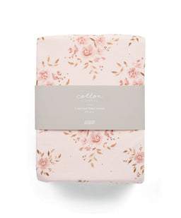 Mamas & Papas Cotbed Sheets Large Cotbed Fitted Sheets (2 Pack) - Floral Pink