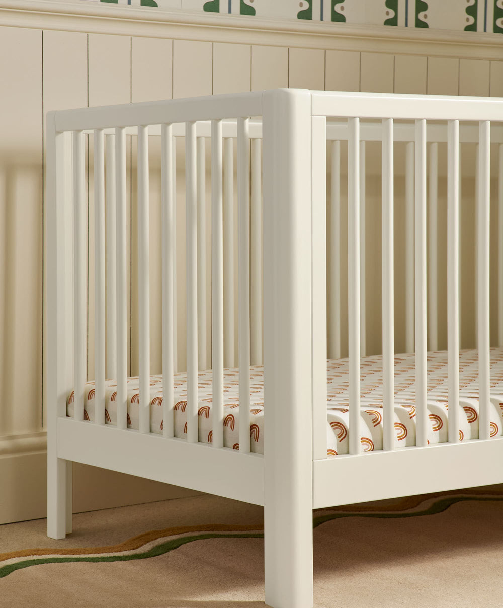 Mamas &amp; Papas Cotbeds Arbor Cotbed &amp; Essential Airflow Fibre Cotbed Mattress Bundle - White