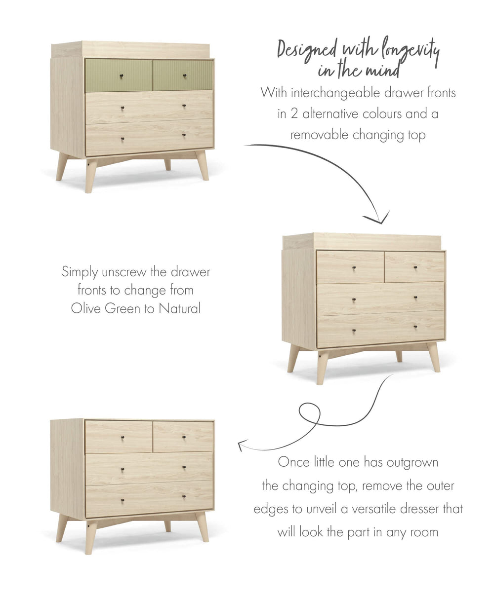 Mamas &amp; Papas Dressers &amp; Changers Coxley Nusery Dresser Changer - Natural/Olive Green