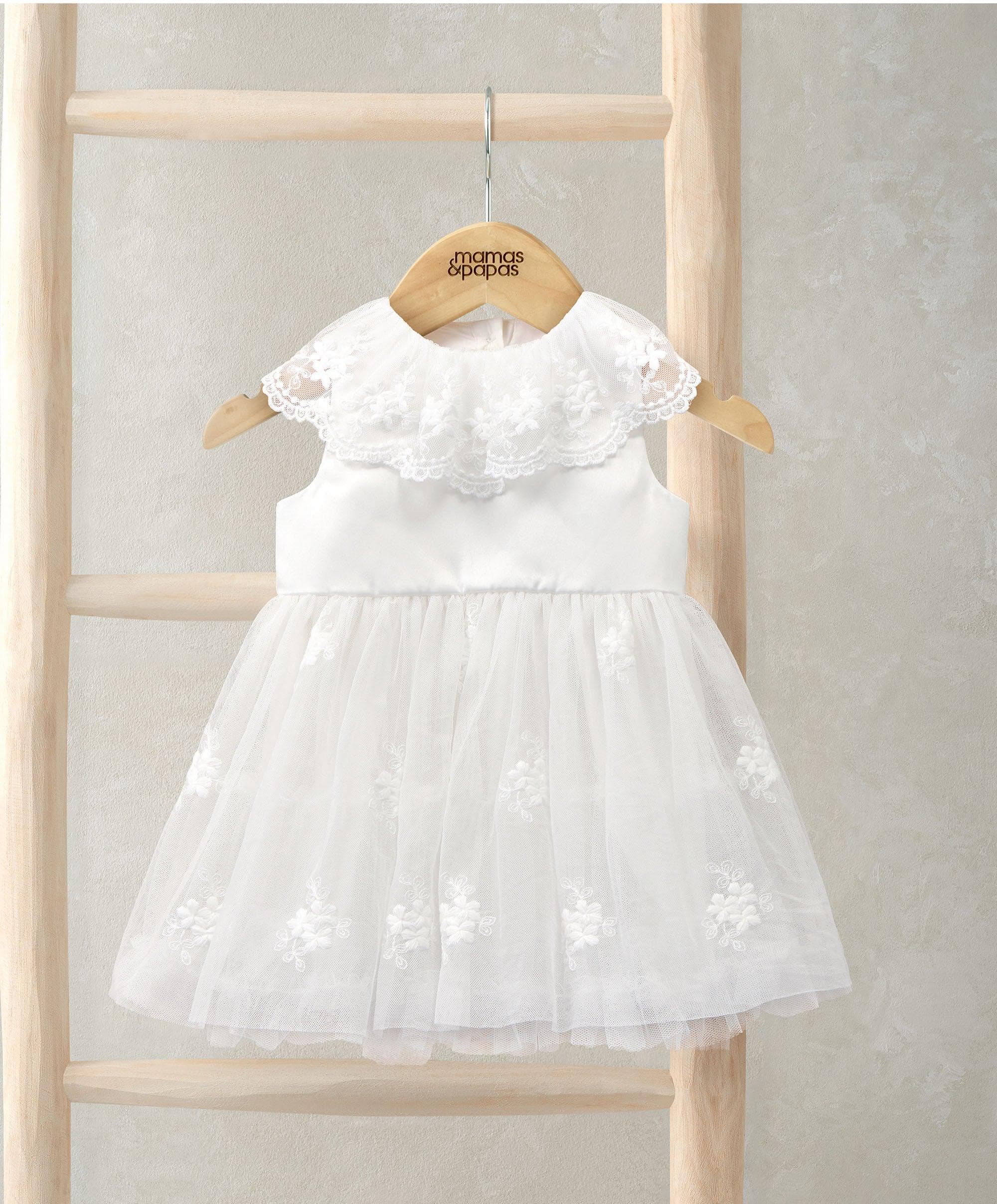 Cape Collar Mesh Flower Girl Dress with Embroidered Skirt Mamas & Papas UK Cape Collar Mesh Flower Girl Dress with Embroidered Skirt Mamas & Papas UK