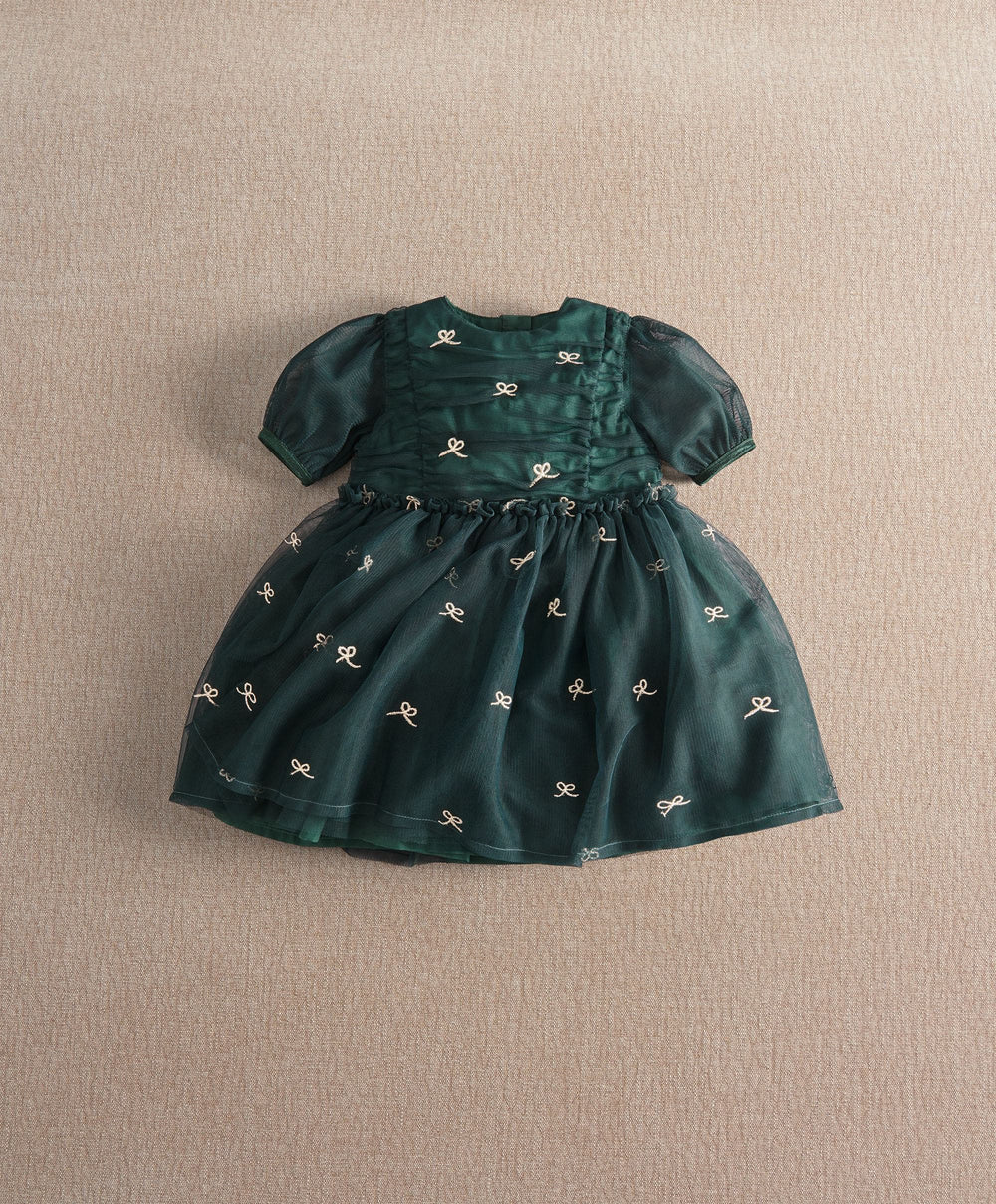 Mamas &amp; Papas Dresses &amp; Skirts Green Bow Mesh Embroidery Dress