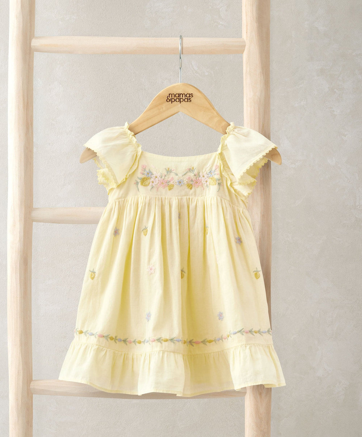 Mamas & Papas Dresses & Skirts Peplum Frill Embroidered Dress - Yellow