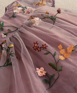 Mamas & Papas Dresses & Skirts Plum Floral Mesh Embroidery Dress