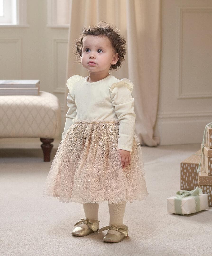 Sequin Ballerina Dress - Cream – Mamas & Papas UK