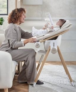 Mamas & Papas Eno Highchair, Eno Highchair Cushion & Eno Bouncer Bundle - Cashmere