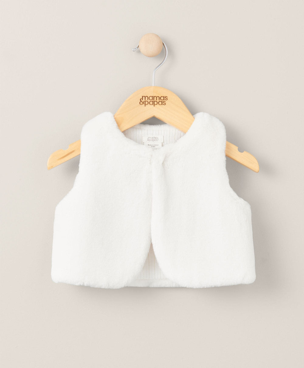 Mamas &amp; Papas Faux Fur Gilet - Cream