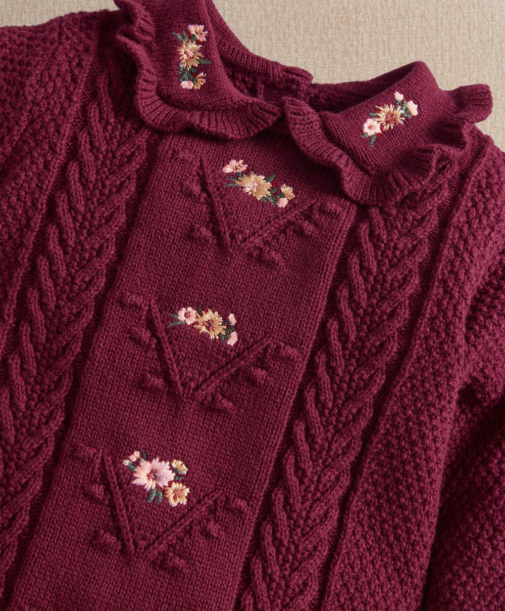 Mamas &amp; Papas Floral Embroidery Detail Knitted Romper