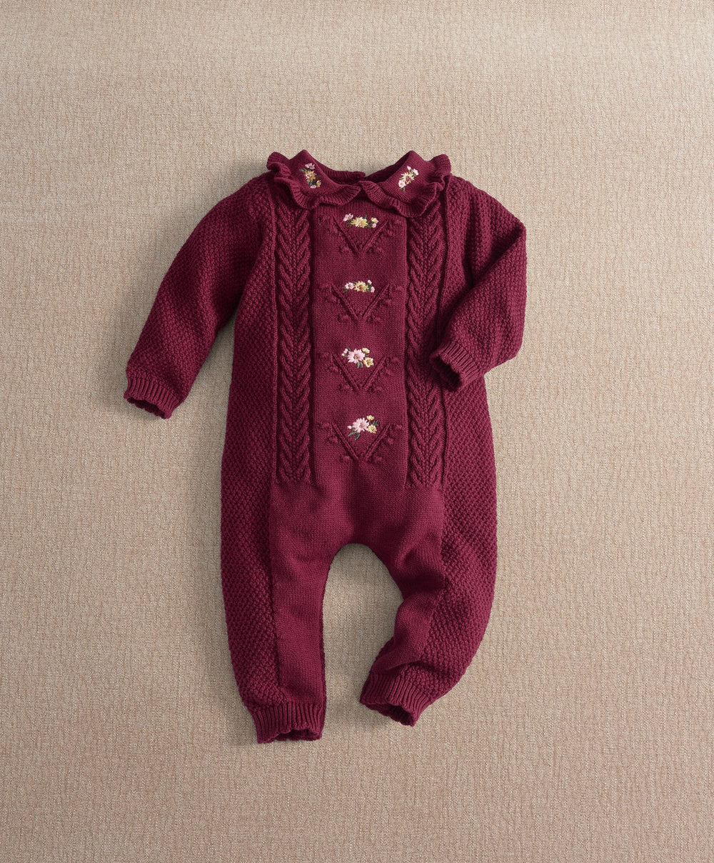 Mamas &amp; Papas Floral Embroidery Detail Knitted Romper