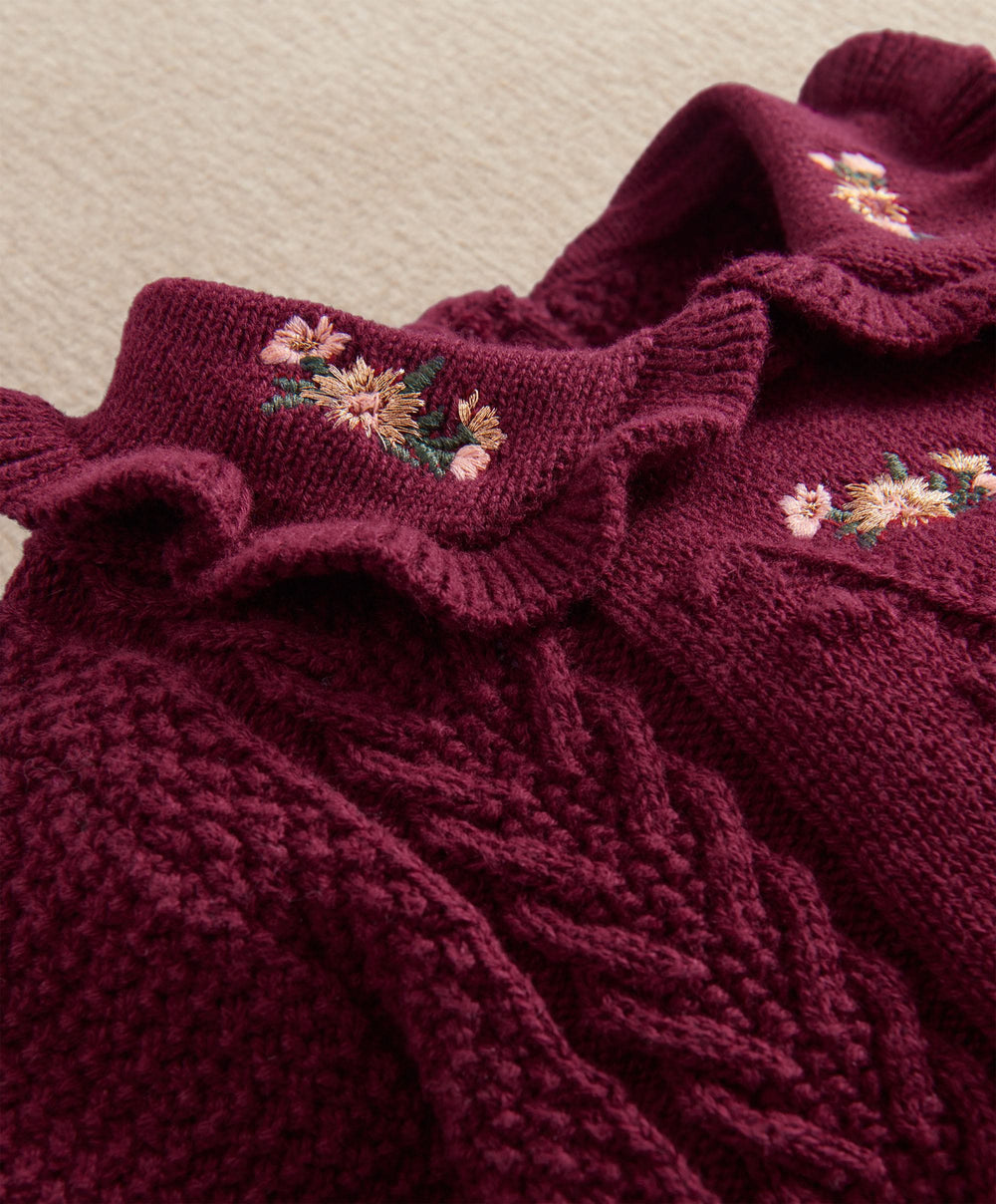 Mamas &amp; Papas Floral Embroidery Detail Knitted Romper