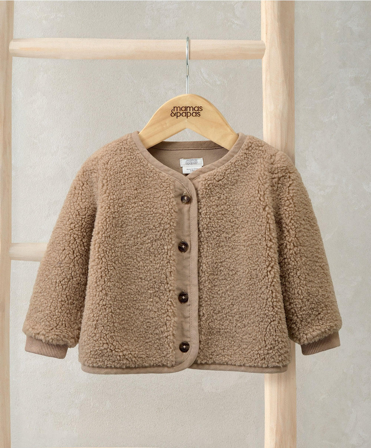 Mamas & Papas Fully Lined Borg Jacket with Rib Cuffs