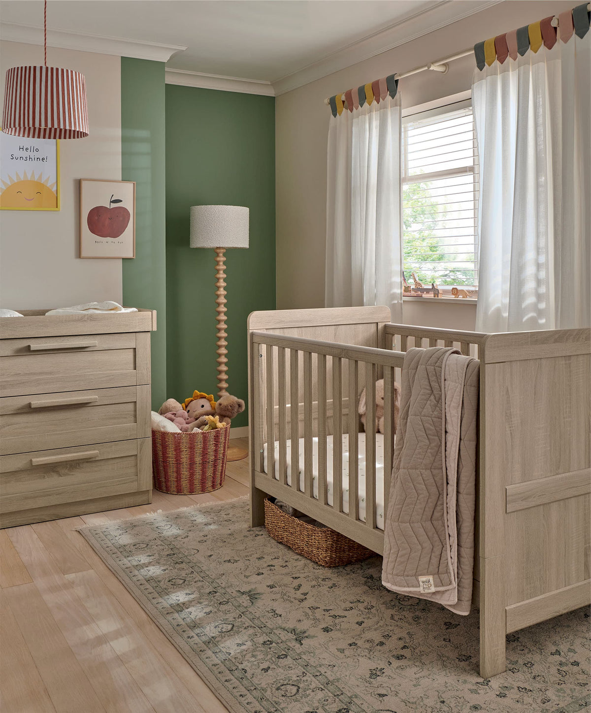 Mamas & Papas Furniture Sets Atlas 2 Piece Cotbed Set with Dresser Changer - Light Oak