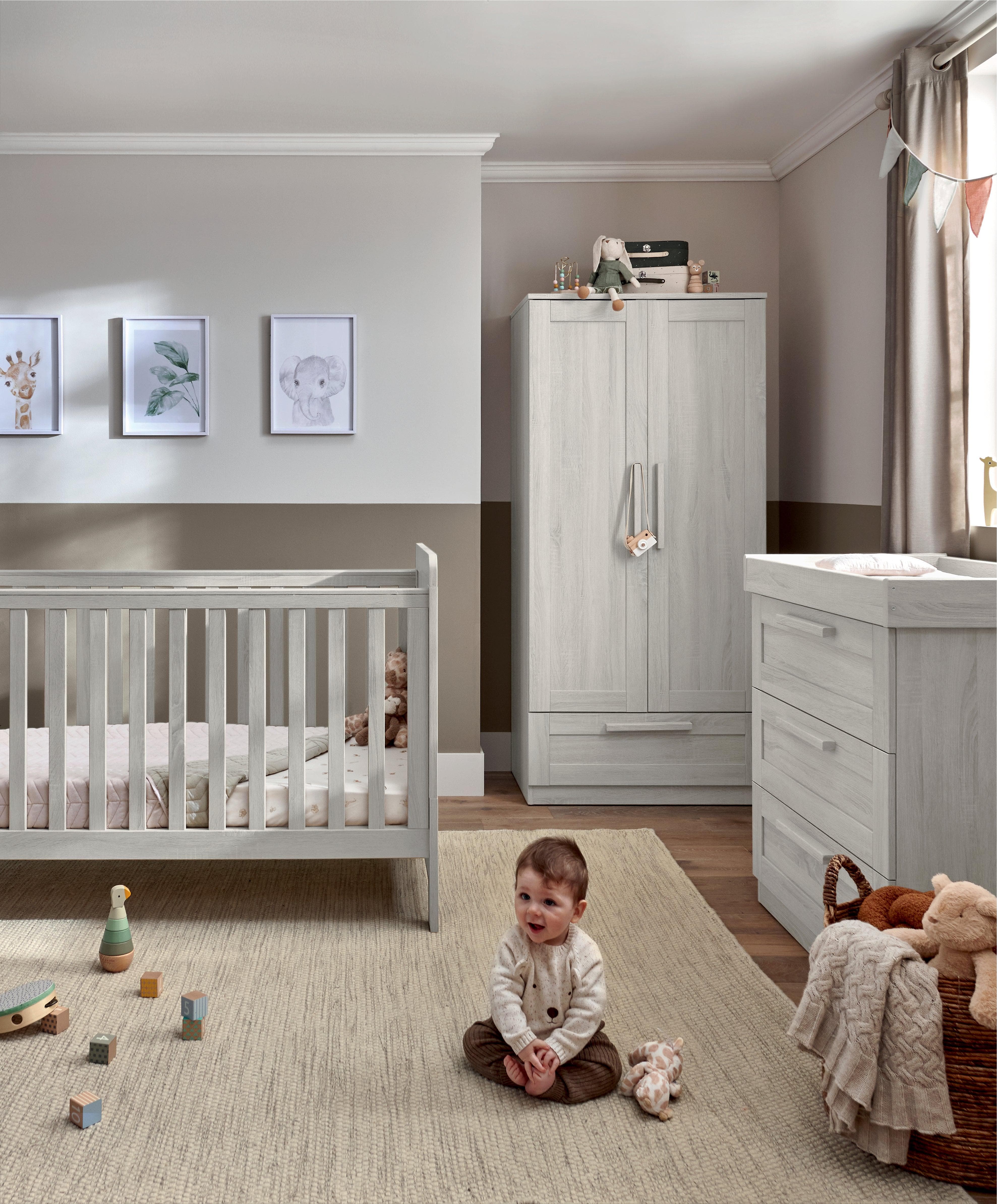Atlas 3 Piece Cotbed Range Dresser Changer & Wardrobe Nimbus