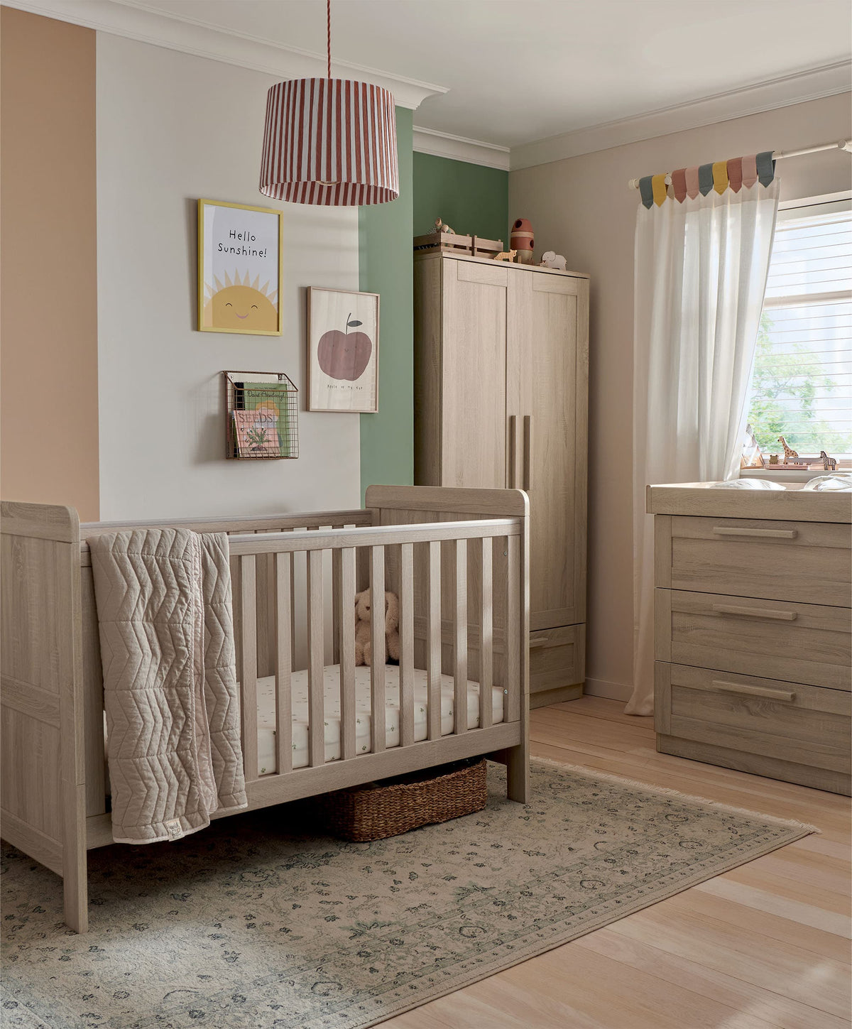 Mamas & Papas Furniture Sets Atlas 3 Piece Cotbed Range with Dresser Changer & Wardrobe - Light Oak