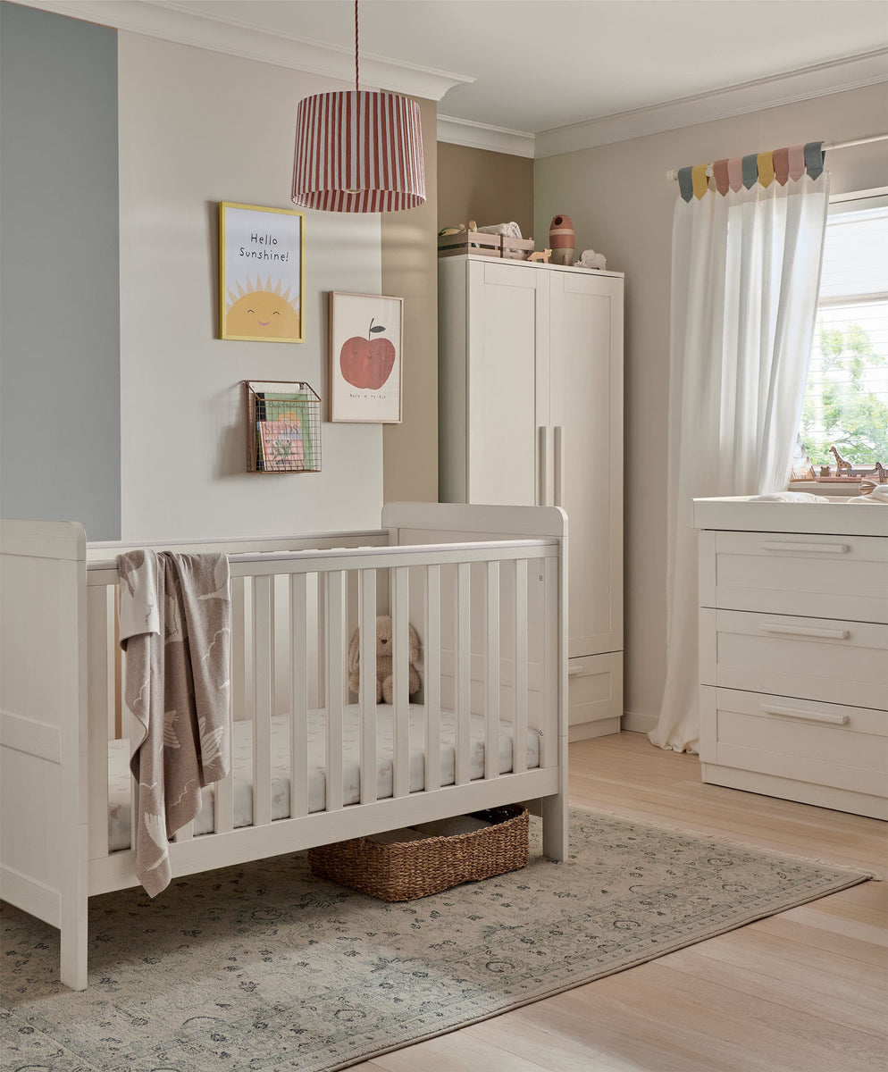 Atlas 3 Piece Cotbed Range with Dresser Changer & Wardrobe - Warm Beig ...