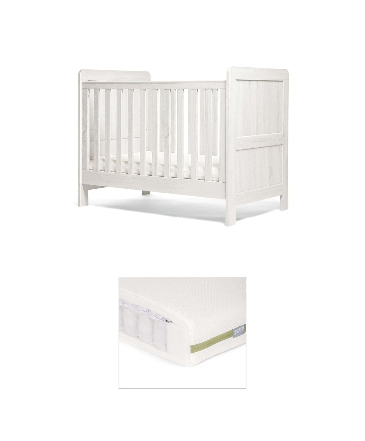 Mamas & Papas Furniture Sets Atlas Convertible Cot Bundle with Premium Pocket Spring Petite Cot Mattress - White