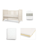 Mamas & Papas Furniture Sets Atlas Cotbed Starter Bundle with Essential Pocket Spring Mattress & Sheets - Stone