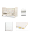 Mamas & Papas Furniture Sets Atlas Cotbed Starter Bundle with Essential Pocket Spring Mattress & Sheets - Stone