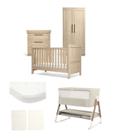 Mamas & Papas Furniture Sets Atlas Nursery Bundle with Lua Bedside Crib (6 Piece) – Light Oak