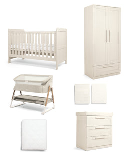 Mamas & Papas Furniture Sets Atlas Nursery Bundle with Lua Bedside Crib (6 Piece) – Stone