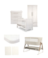 Mamas & Papas Furniture Sets Atlas Nursery Bundle with Lua Bedside Crib (6 Piece) – White